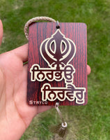 Wooden Khanda Hanger Nirbhau Nirvair Car Mirror Pendant Sikh Singh Khalsa ZZ4