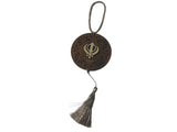 Wooden Khanda Hanger Car Mirror Sikh Singh Khalsa Pendant Floral Ornament ZZ2