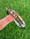 Sikh Kara Stainless Steel Thick Seven Lines Bracelet Brass Line Kada Singh Kaur Khalsa Kakaar Punjabi Sikhism Bangle Karra Edged Design DD53
