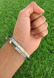 Sikh Kara Stainless Steel Thick Seven Lines Bracelet Brass Line Kada Singh Kaur Khalsa Kakaar Punjabi Sikhism Bangle Karra Edged Design DD53