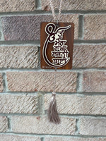 Sikh Car Hanger Wooden Ik Onkar Design Tu Mera Rakha Sabhni Thai Pendant ZZ7 NEW