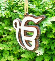 Wooden Sikh Hanger Ik Onkar Car Mirror Pendant Singh Kaur Ornament Khalsa ZZ18