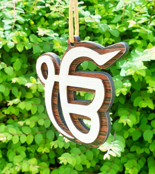 Wooden Sikh Hanger Ik Onkar Car Mirror Pendant Singh Kaur Ornament Khalsa ZZ18