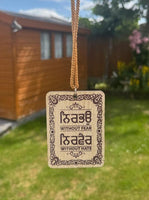 Wooden Sikh Hanger Punjabi Nirbhau Nirvair Car Mirror Floral Khalsa Pendant ZZ6