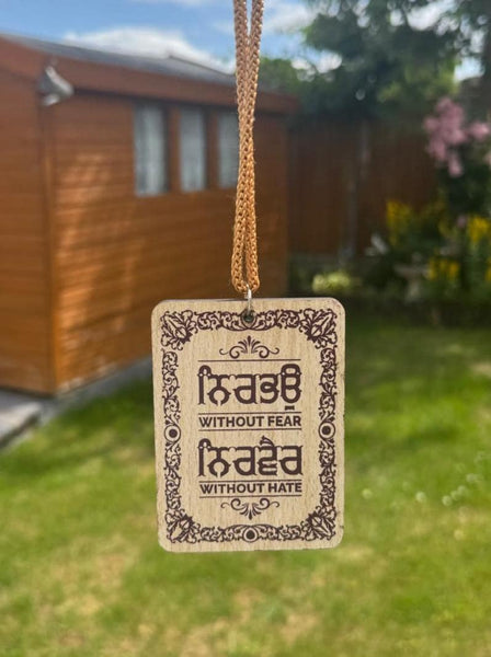 Wooden Sikh Hanger Punjabi Nirbhau Nirvair Car Mirror Floral Khalsa Pendant ZZ6