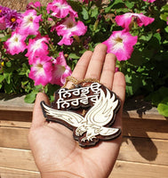 Sikh Wooden Hanger Nirbhau Nirvair Hawk Baaz Design Car Mirror Pendant ZZ16 NEW
