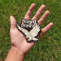 Sikh Wooden Hanger Nirbhau Nirvair Hawk Baaz Design Car Mirror Pendant ZZ16 NEW