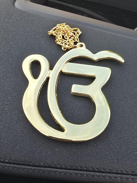Sikh Gold or Silver Eik Onkar XLarge Car hanger Khalsa Singh Kaur Punjabi SS55