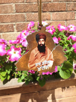 Sikh Car Hanger Wood Mirror Pendant Raj Karega Khalsa Bhindranwale Panjab ZZ27