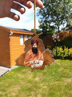 Sikh Car Hanger Wood Mirror Pendant Raj Karega Khalsa Bhindranwale Panjab ZZ27