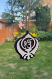 Sikh Wooden Hanger Ik Onkar Khanda Design Car Rear View Mirror Pendant ZZ21 NEW