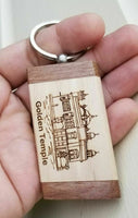 Sikh Key Ring Golden Temple Key chain Punjabi Singh Kaur Khalsa Wood Amritsar OF
