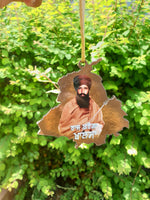 Sikh Car Hanger Wood Mirror Pendant Raj Karega Khalsa Bhindranwale Panjab ZZ27