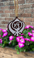 Sikh Wooden Hanger Ik Onkar Khanda Design Car Rear View Mirror Pendant ZZ21 NEW