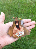 Sikh Car Hanger Wood Mirror Pendant Raj Karega Khalsa Bhindranwale Panjab ZZ27