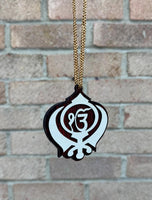 Sikh Wooden Hanger Ik Onkar Khanda Design Car Rear View Mirror Pendant ZZ21 NEW