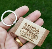 Sikh Key Ring Golden Temple Key chain Punjabi Singh Kaur Khalsa Wood Amritsar OF
