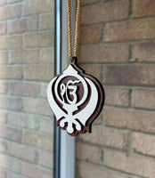 Sikh Wooden Hanger Ik Onkar Khanda Design Car Rear View Mirror Pendant ZZ21 NEW