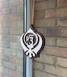 Sikh Wooden Hanger Ik Onkar Khanda Design Car Rear View Mirror Pendant ZZ21 NEW
