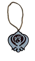Sikh Wooden Hanger Ik Onkar Khanda Design Car Rear View Mirror Pendant ZZ21 NEW