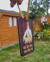 Sikh Car Hanger Than Than Baba Deep Singh Ji Wooden Car Mirror Pendant ZZ34 NEW