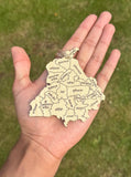 Punjab Map with Gurmukhi Alphabet Car Hanger Sikh Khalsa Punjabi Pendant ZZ38
