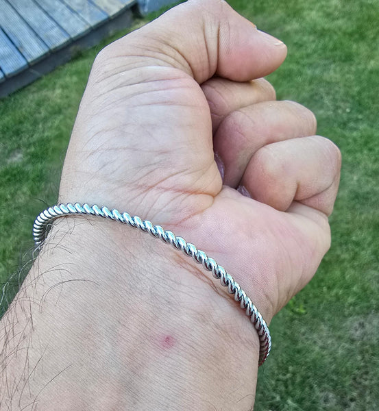 Twisted Rope Kara Sikh Bangle Singh Kaur Khalsa Punjabi Iron Kada Bracelet A24