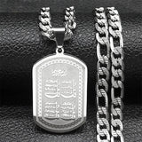 Islam Muslim Arabic Quran Medal Pendant Necklace for Women Men Stainless Steel Gold Color Hip Pop Religion Arab Jewelry Gifts