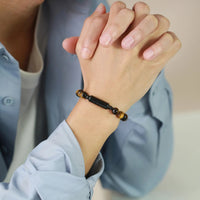 Cremation Urn Man Bracelets  Adjustable Tiger Eye Beads Chain Wristband Pet Family Papa Ashes Holder Stainless Steel Jewelry