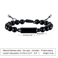 Cremation Urn Man Bracelets  Adjustable Tiger Eye Beads Chain Wristband Pet Family Papa Ashes Holder Stainless Steel Jewelry