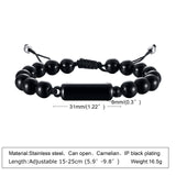 Cremation Urn Man Bracelets  Adjustable Tiger Eye Beads Chain Wristband Pet Family Papa Ashes Holder Stainless Steel Jewelry