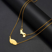Anniyo Carriacou Grenada and Petit Martinique Map Pendant Necklaces Stainless Steel Caribbean Sea Jewelry @318301