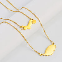 Anniyo Carriacou Grenada and Petit Martinique Map Pendant Necklaces Stainless Steel Caribbean Sea Jewelry @318301