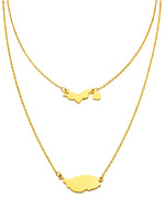 Anniyo Carriacou Grenada and Petit Martinique Map Pendant Necklaces Stainless Steel Caribbean Sea Jewelry @318301