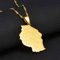 Anniyo TANZANIA Map City Pendant Necklace Jewelry African Tanzanians Jewellery #174921