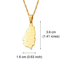 Anniyo Saint Lucia Map City Necklace for Women Girl Gold Color Jewelry St. Lucia Cities Pendant Chains Jewellery #120521