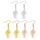 Anniyo 2.8CM Black Lives Matter Fist Symbol Earrings Rose Gold Plated,Silver Color Stainless Steel BLM African  Jewelry #200421