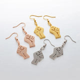 Anniyo 2.8CM Black Lives Matter Fist Symbol Earrings Rose Gold Plated,Silver Color Stainless Steel BLM African  Jewelry #200421
