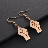 Anniyo 2.8CM Black Lives Matter Fist Symbol Earrings Rose Gold Plated,Silver Color Stainless Steel BLM African  Jewelry #200421