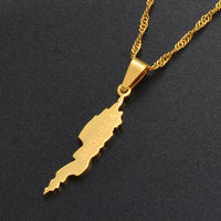 Anniyo 3CM Anguilla Island Map Pendant Necklaces for Women Girls Jewelry Maps #011821