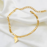 Anniyo Mini Africa Map Anklet Women Gilrs Foot Chain Jewelry Silver/Gold Color Wholesale Jewellery African Map #261906
