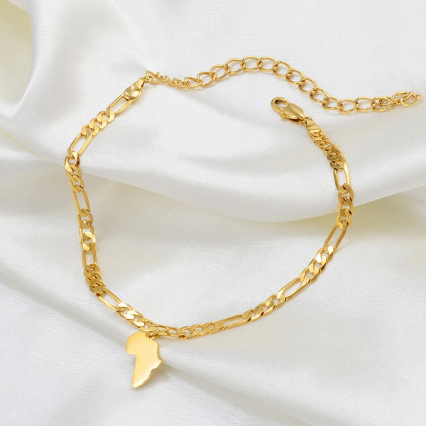 Anniyo Mini Africa Map Anklet Women Gilrs Foot Chain Jewelry Silver/Gold Color Wholesale Jewellery African Map #261906