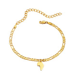 Anniyo Mini Africa Map Anklet Women Gilrs Foot Chain Jewelry Silver/Gold Color Wholesale Jewellery African Map #261906