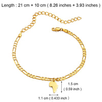 Anniyo Mini Africa Map Anklet Women Gilrs Foot Chain Jewelry Silver/Gold Color Wholesale Jewellery African Map #261906