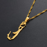 Anniyo Bermuda Map Pendant and Necklaces Trendy Gold Color Silver Color Virgineola Maps Jewelry #014321