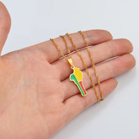 Anniyo Benin Map Flag Pendant Necklaces for Women Men Gold Color Beninian Jewelry #278521