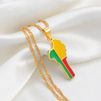 Anniyo Benin Map Flag Pendant Necklaces for Women Men Gold Color Beninian Jewelry #278521