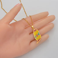 Anniyo Grenada Island Map Flag Pendant and Water-Wave Necklaces Caribbean Sea Jewelry @098821