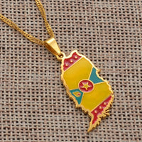 Anniyo Grenada Island Map Flag Pendant and Water-Wave Necklaces Caribbean Sea Jewelry @098821