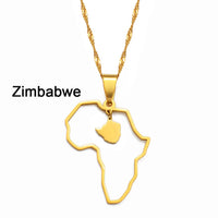 Anniyo Outline Africa Map Pendant Necklace Jewelry Ghana,Nigeria,Congo,Zimbabwe,Liberia,Kenya,Angola,Jamaica,Ethiopia @176921